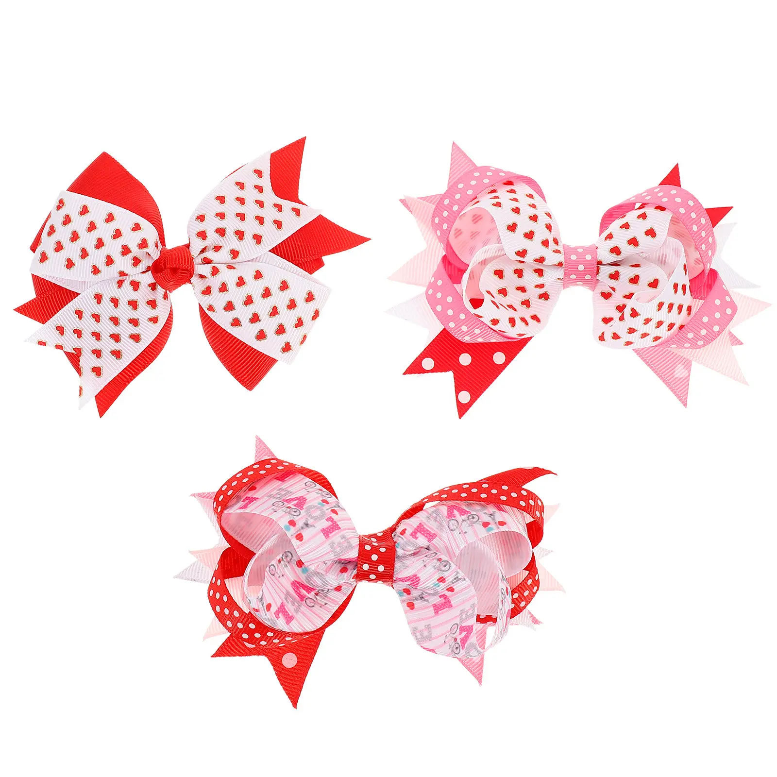 3Pcs Premium Bow Hair Barrettes Secure Grip No Slip Hairpins for Short Thick Long Hair Valentine's Day Headdress Gifts