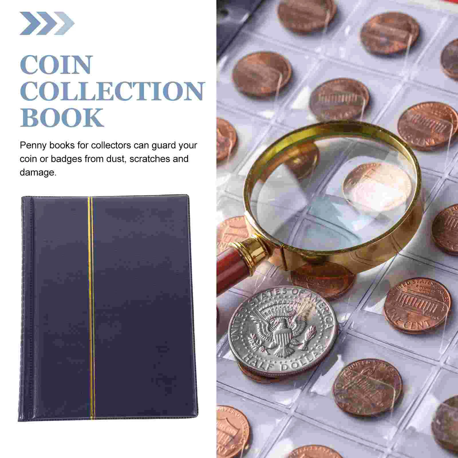 Libro de monedas para coleccionar libros, álbum de almacenamiento, fotolibro, Pence para coleccionista de recuerdos de Pu