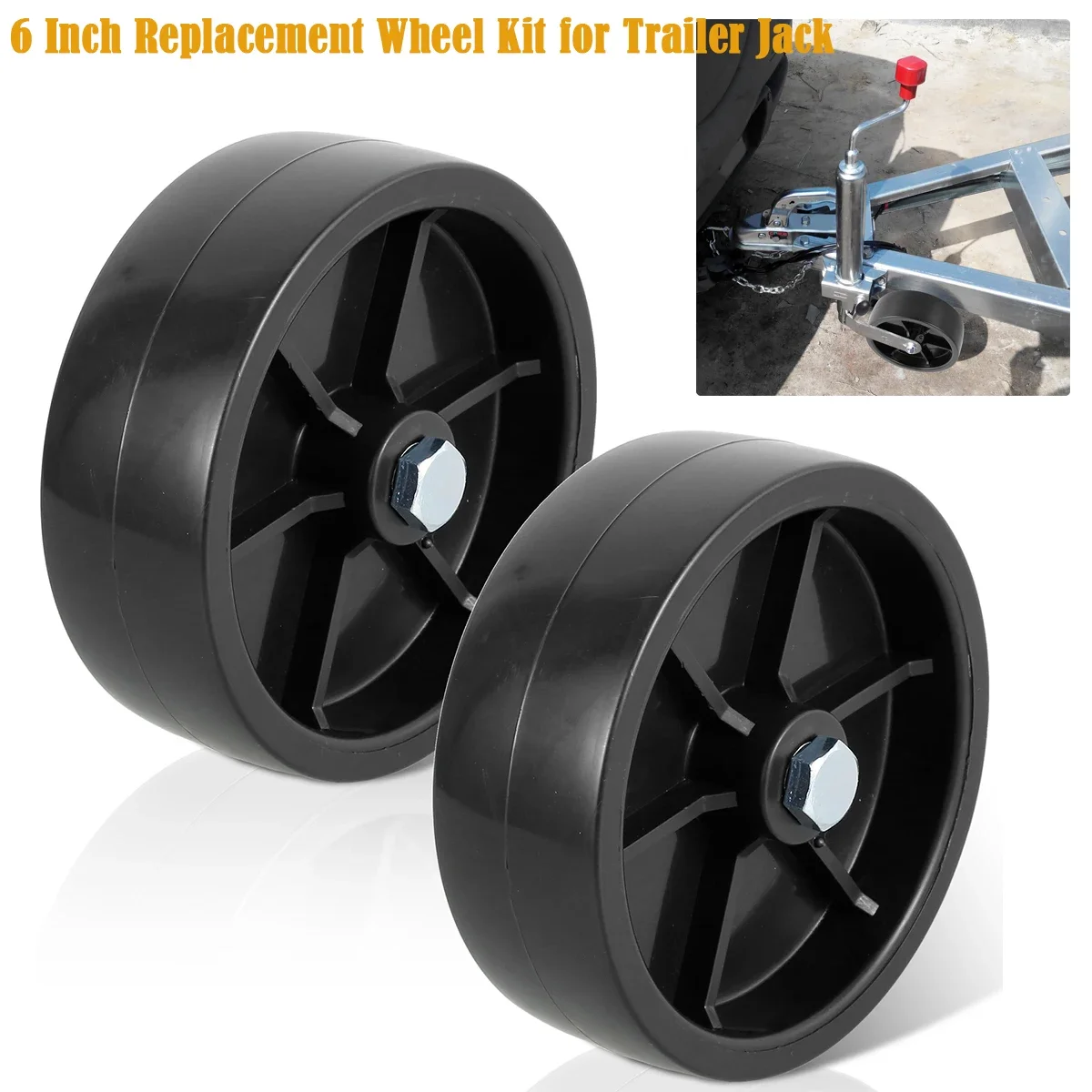 2/1PCS 6 Inch Replacement Wheel Kit for Trailer Jack Load-bearing 1200lbs Trailer Jack Caster Wheel Accessories