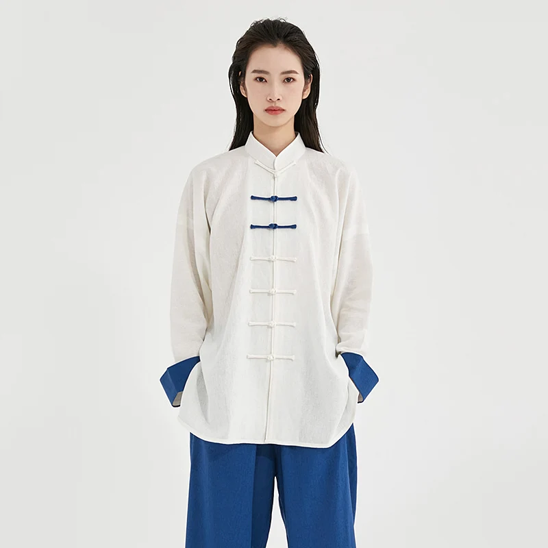 Chinese Style Linen Cotton Tai Chi Suit, Unisex All-Season Uniform for Martial Arts Practice & Performance