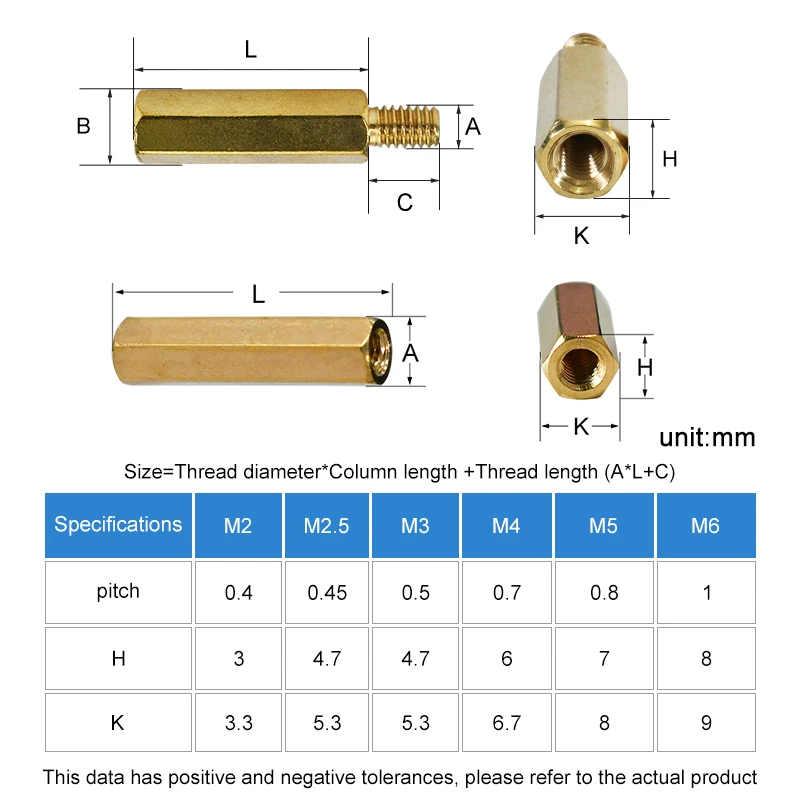 M3 Sechs kant Messing Abstands halter mit Messing Schrauben mutter Kit Platine Motherboard Abstands halter Abstands halter Schraube Mutter Gewinde Säulen halterung Stecker Buchse Abstands halter – Detail 8