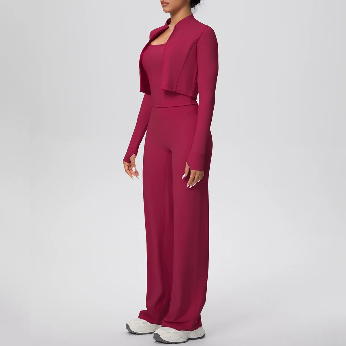 المرأة جاكيت زيبرا ثلاث قطع مجموعة ملابس رياضية لليوجا الرياضة عالية الخصر Racerback تانك سترة واسعة الساق السراويل تشغيل اللياقة البدنية ملابس رياضية