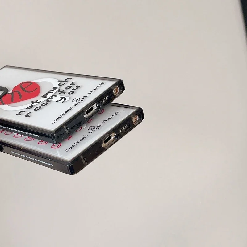 Heart Graffiti MagSafe Acrylic Black Border Case for Samsung Galaxy S24 Ultra S23 Ultra S22 Ultra Cover Shell