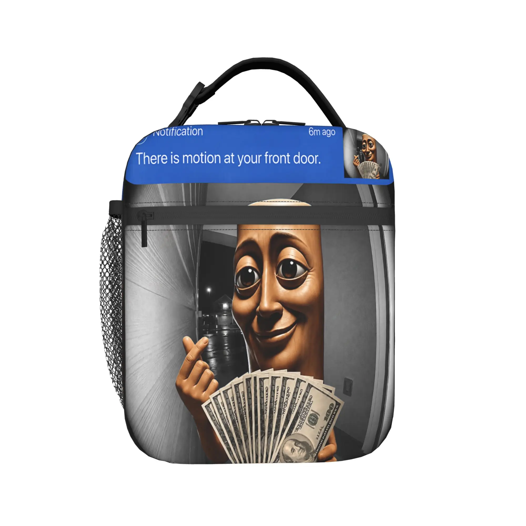 There is Motion At Your Front Door Tung Tung Tung Sahur Meme Lunch Bag For Child  Custom Lunch Box Aesthetic Travel Cooler Bag