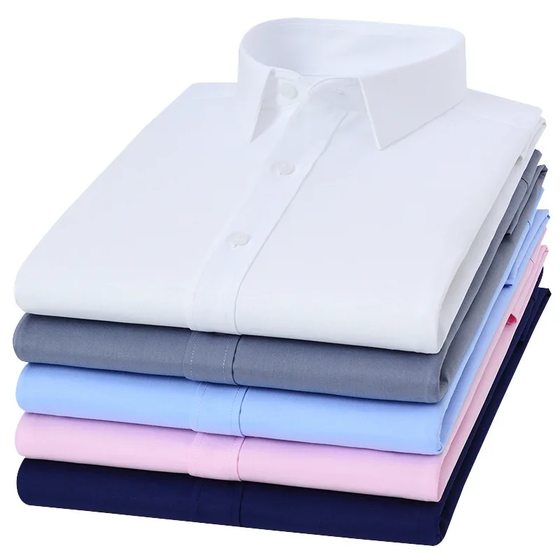 Bamboo Fiber Men's Shirt Long Sleeve Casual Business Office White Shirt Men Long Sleeve Slim Fit Big Size Shirts for Man 48xl