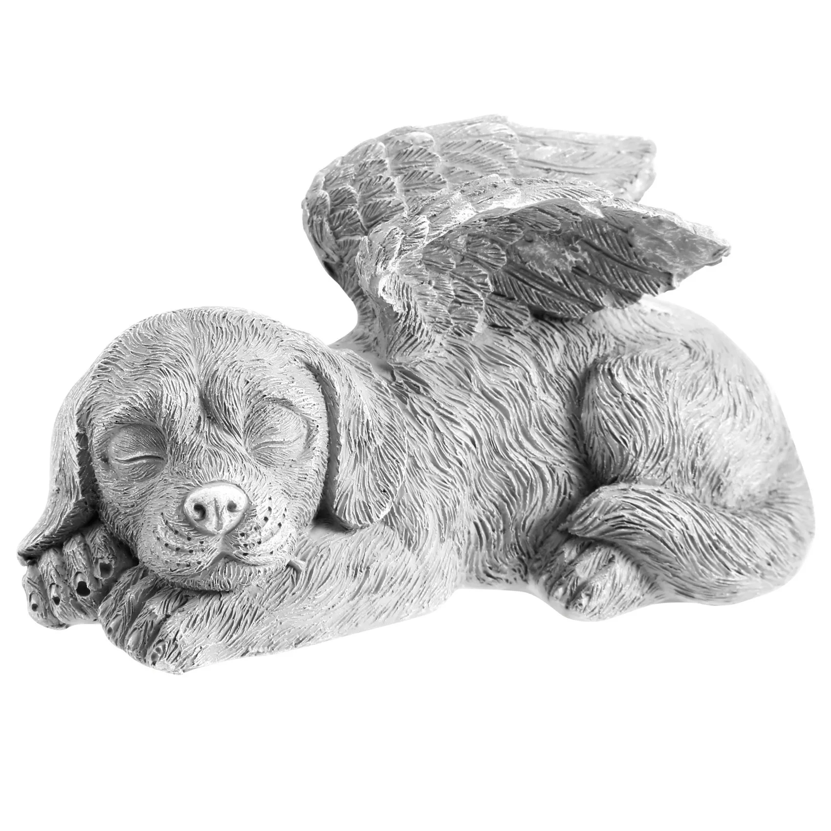 newA10R Dog Angel Pet Memorial Tombstone Marking Carved Statue, Resin, Stone Finish