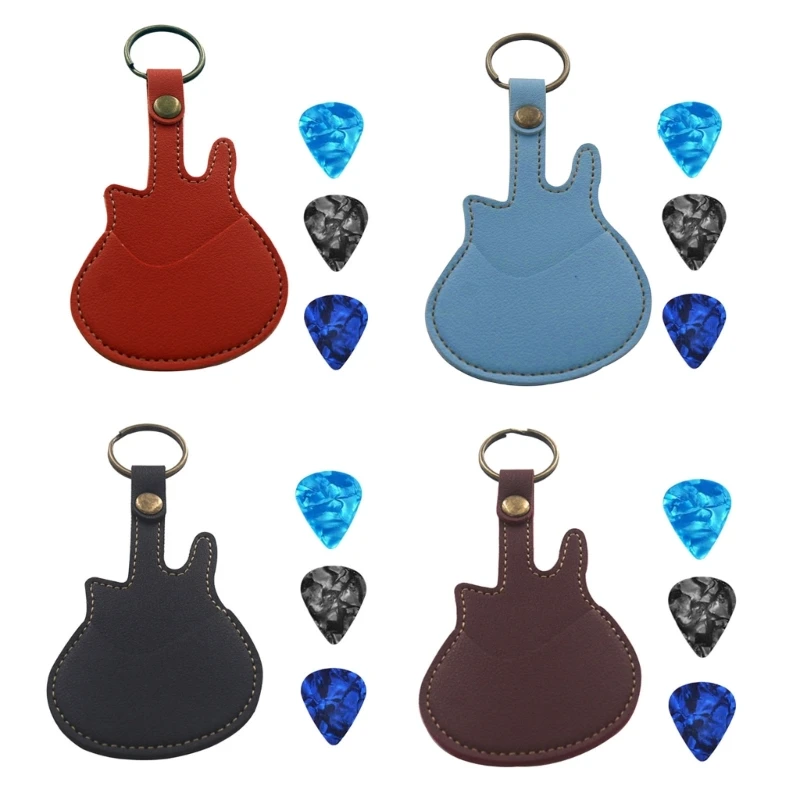 yunyun Leather Key Chain Guitar Picks Holder Keychain Guitar Plectrums Bag Picks Pouch Guitar Strap Guitar Picks Carrying Case