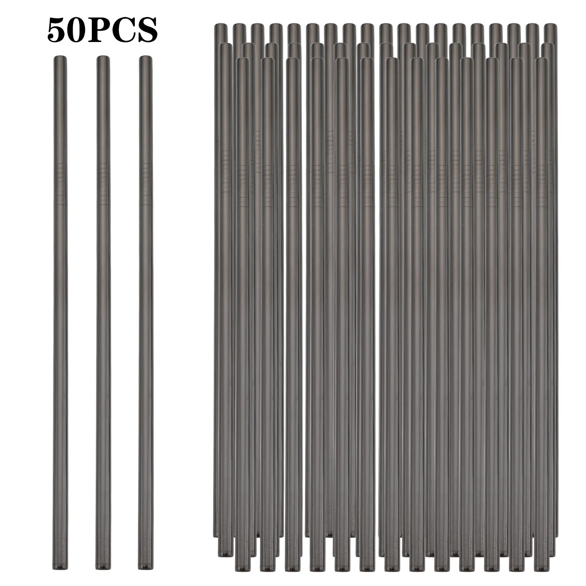 

50pcs Black Straight Drinking Straw Set Stainless Steel Straws Milkshake Fruit Juice Tea Cocktail Straw Kitchen Bar Accessories