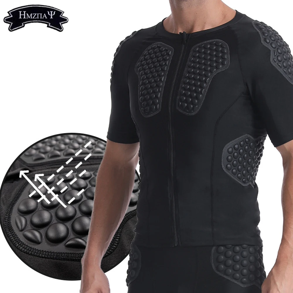 Men's Honeycomb Anti-Collision Short Sleeved Top Basketball Rugby Tight Protective Gear Football Goalkeeper EVA Armor