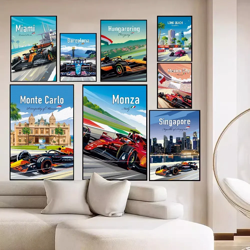 MiaMi F1 مدينة النيون المائية سباق الملصقات خمر لزجة خمر غرفة المنزل بار مقهى ديكور Kawaii غرفة ديكور #1