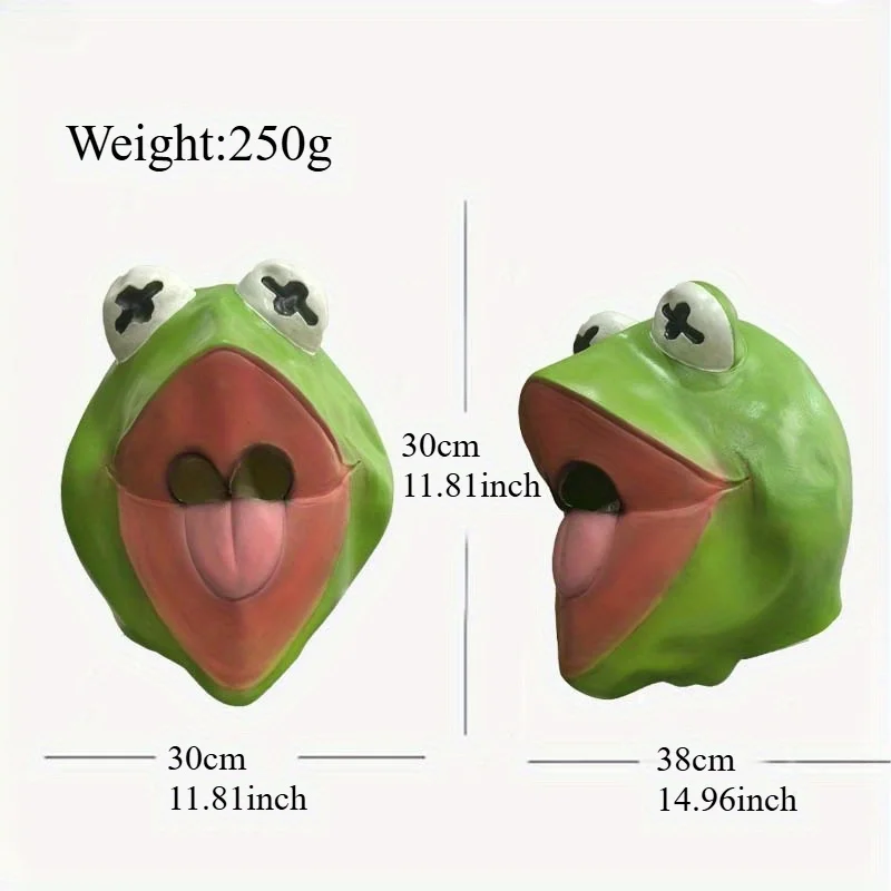 The Kermit Frog Meme Head Mask, Halloween Funny animal Cosplay Costume Props, Anime Style - view 6