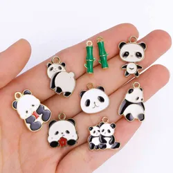 10Pcs Mixed Lovely Panda Enamel Charms for Jewelry Making Animal Pendants Necklace Bracelet Dangle Earrings Accessories Supplies