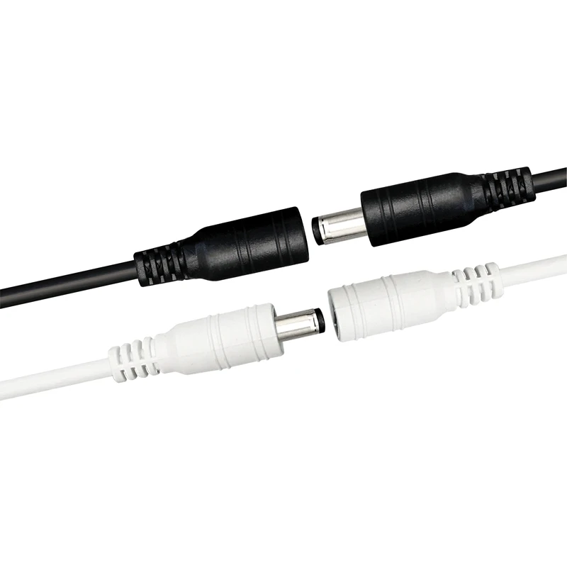 Cavo DC 5.5x2.1mm maschio e femmina bianco 12V 5.5*2.1mm spina di alimentazione cc Jack Pigtail cavo connettore adattatore per striscia LED