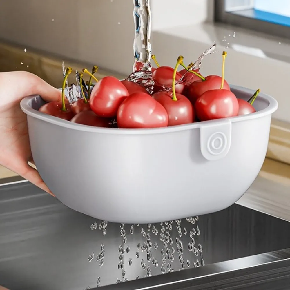 طبقة مزدوجة استنزاف سلة وجبات خفيفة صندوق فواكه مجففة سميكة طبق فاكهه المنزلية صينية استنزاف المطبخ #4