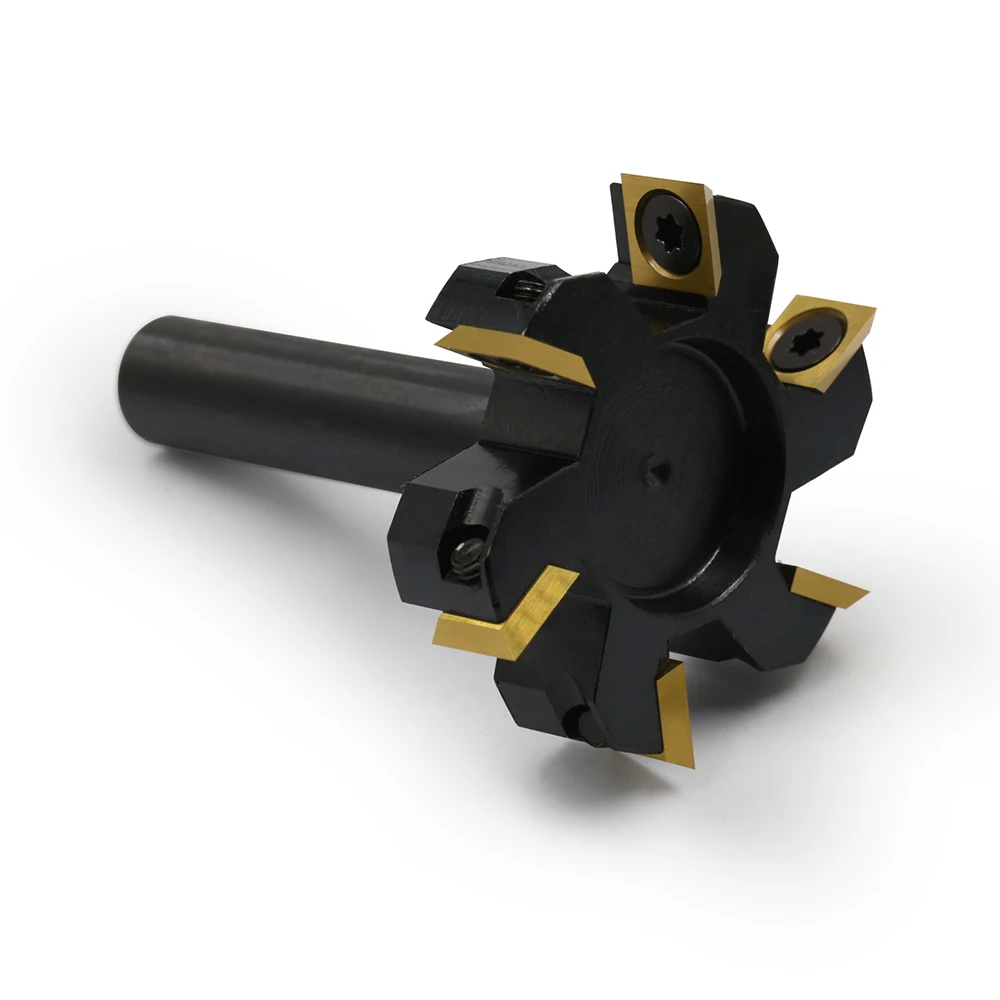 AURWOF 1/2 Zoll Schaft 6-Schneiden-T-Nutfräser, Schwarz Nano-beschichteter Hartmetall-Holzbearbeitungsfräser zum Nuten- und Dado-Schneiden X13FA – Detail 7