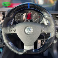 Customize DIY Carbon Leather Car Steering Wheel Cover For Volkswagen Golf 5 Mk5 GTI VW Golf 5 R32 Passat R GT 2005 Leather Braid