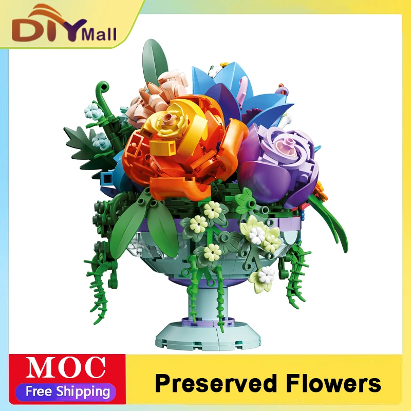 

622 шт., набор бонсай в стиле барокко, консервированный цветок, элегантный ботанический строительный набор, коллекционное издание для взрослых, романтический подарок