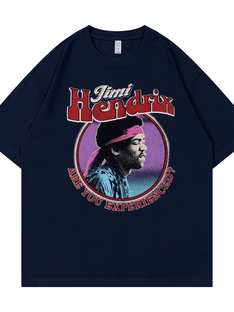  Portrait Rock Guitarist Vintage American Loose Fit round Neck Short Sleeve T-Shirt Pure Cotton Breathable Casual...