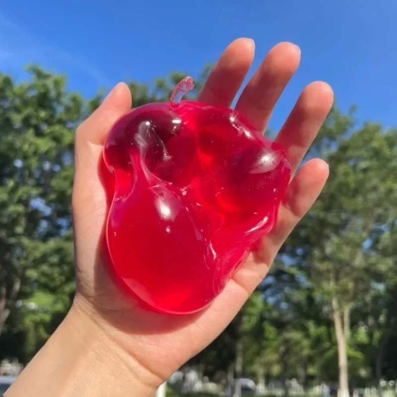Red Squishy Apple Stress Ball Fidget Sensory Toy for ADHD Autism Adult Gift Non-rebound DIY Squeeze Moldable Coconut Oil