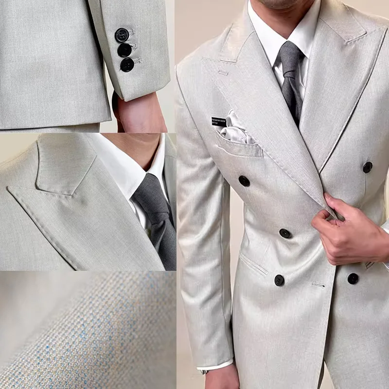 

High Quality Slim Fit Men's Suit Set Slim Fit Luxury Wedding Tuxedos Fashion Men's Blazer Pants 2 Pieces Business Suits Sets