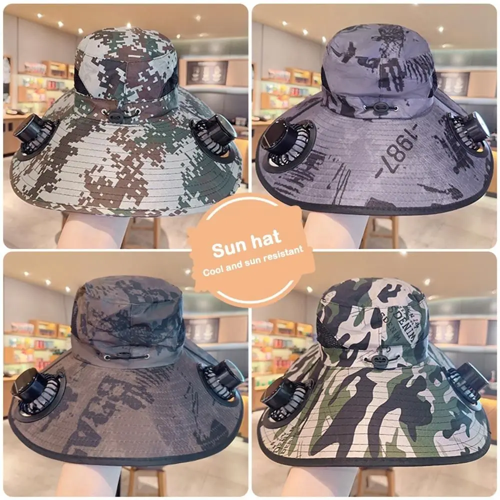 

Fashion Solar Fan Hat Rechargeable USB Charging Fisherman Hat UPF 50+ Breathable Sun Hat for Men Outdoor