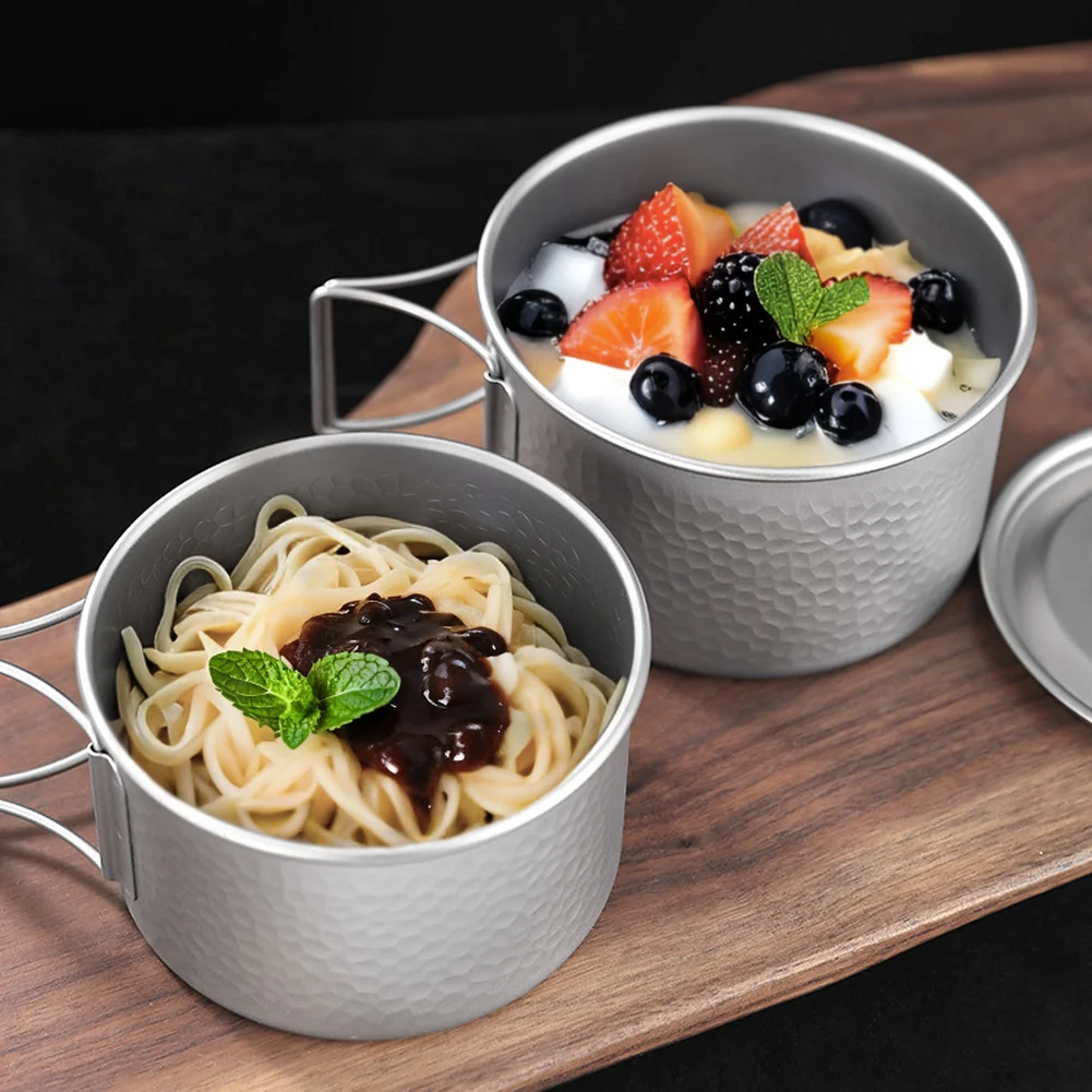 Outdoor Camping Meals - Czysta tytanowa miska kempingowa ze składanym