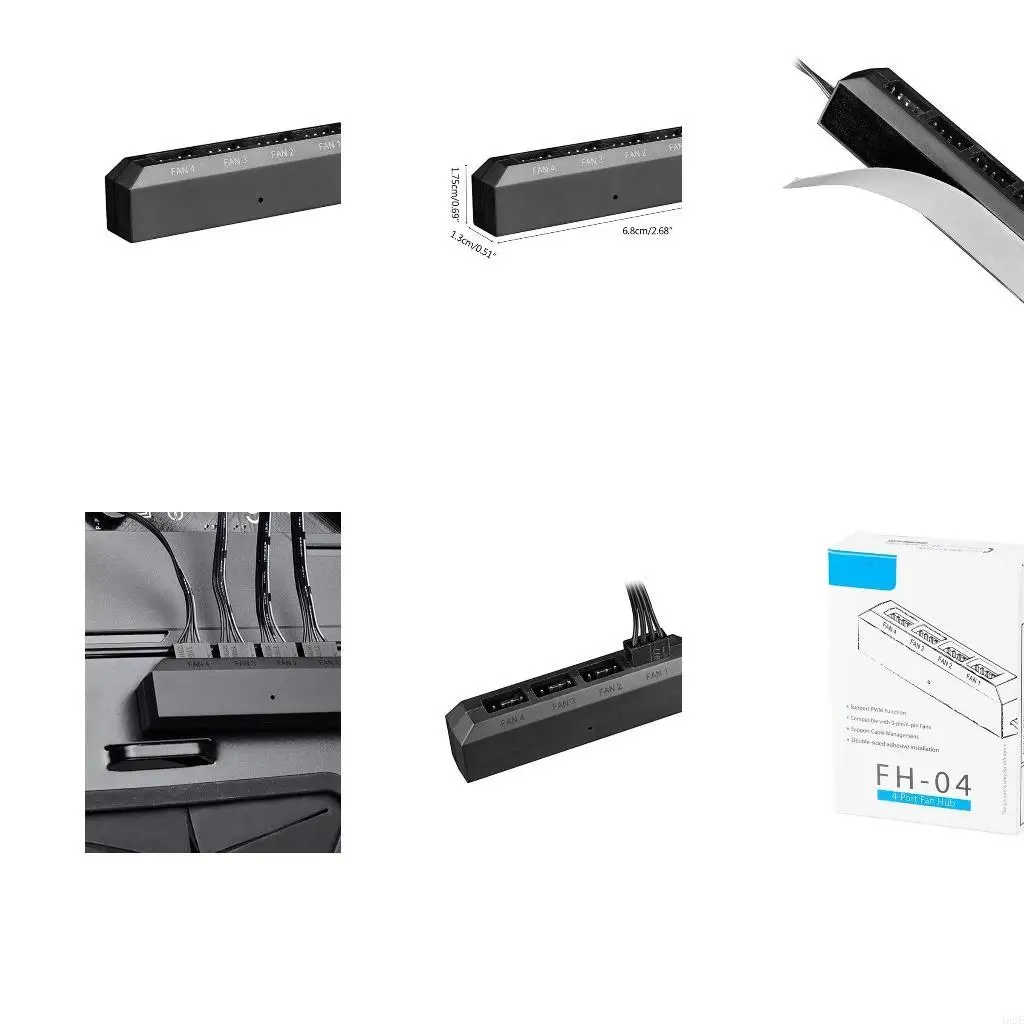 

462E H-04 4 Ports Cooling Fan Hub Splitter Cable For 12V 3pin/4pin PWM for Case Fan