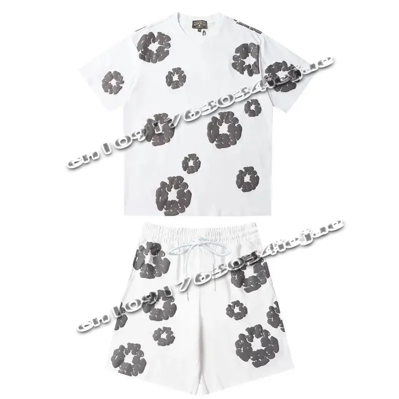 

American Fashion Street Trend Brand Kapok Printing 3dT-shirt Set Comfortable Breathable Motorcycle Quick Drying 2025 New Mode