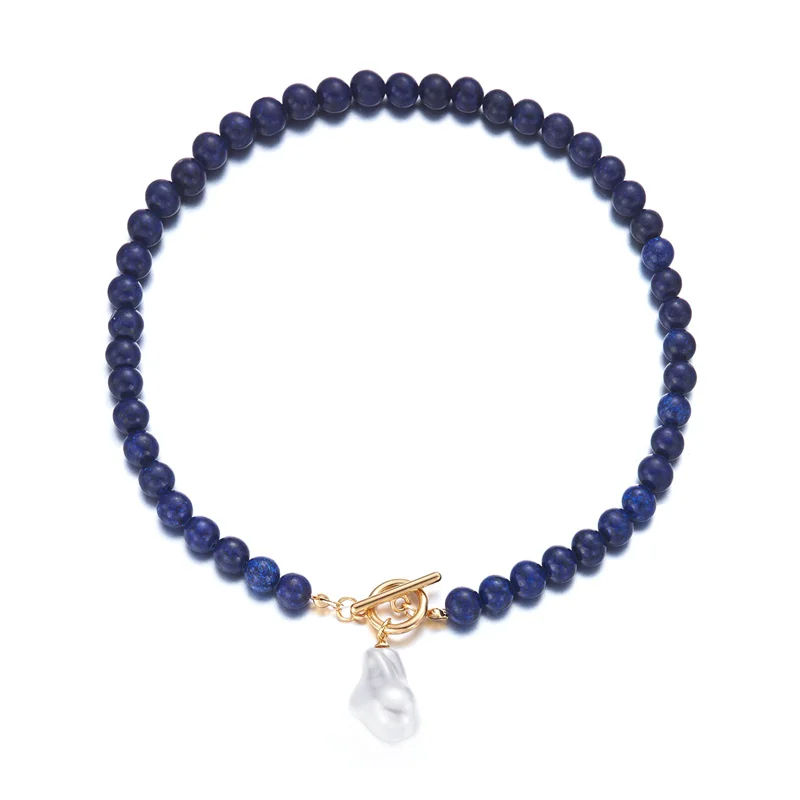 Handgefertigte böhmische Perlenimitat-Anhänger-Halskette, Quarz-Amethyst-Perlen, unregelmäßiges zerkleinertes Stein-Design für Party-Geschenk – Detail 10