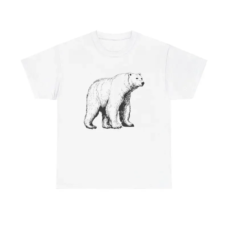 Vintage Polar Bear Graphic T Shirt cool hand drawn sketch winter style trendy