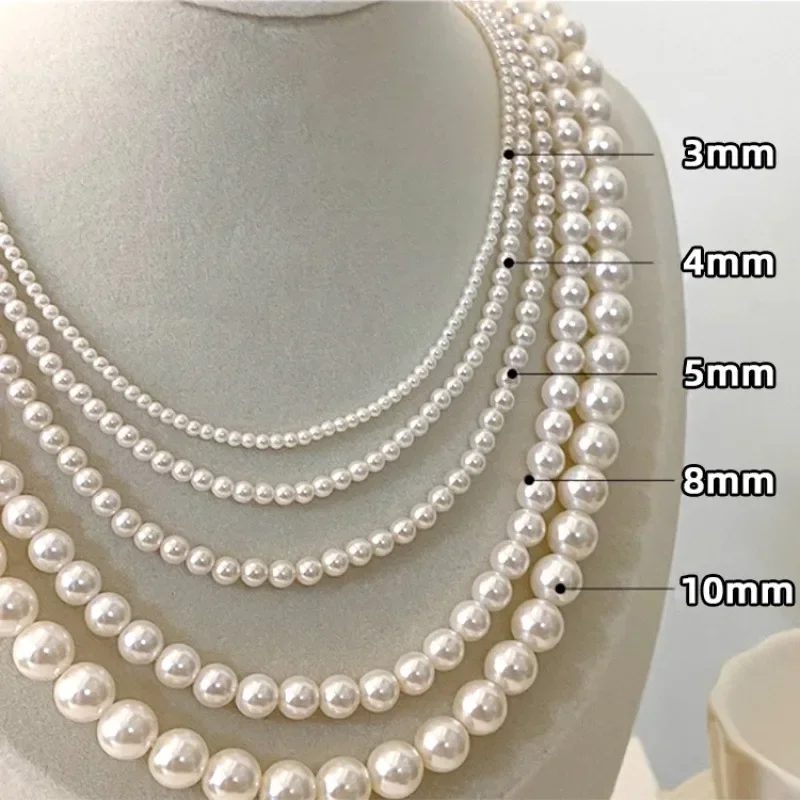 

2mm-10mm Pearl Necklace Trend S925 Sterling Silver Minimalist clavicle Chain Small and Popular Design Wholesale