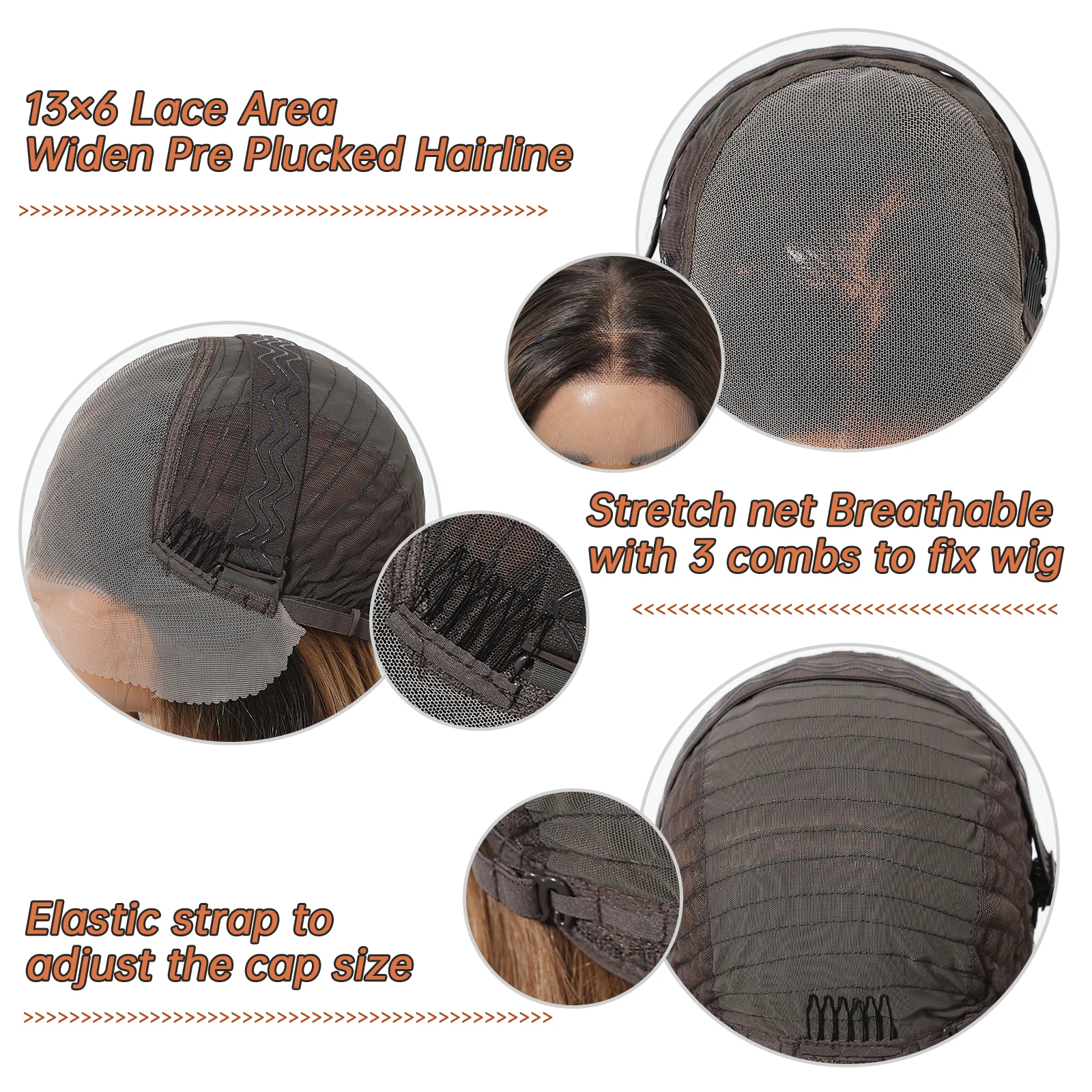HAIRCUBE Natural Brown Wigs For Women Daily 13*6 Lace Front Synthetic Wigs 22 Inches Straight Layered Hair Wigs Heat Resistant