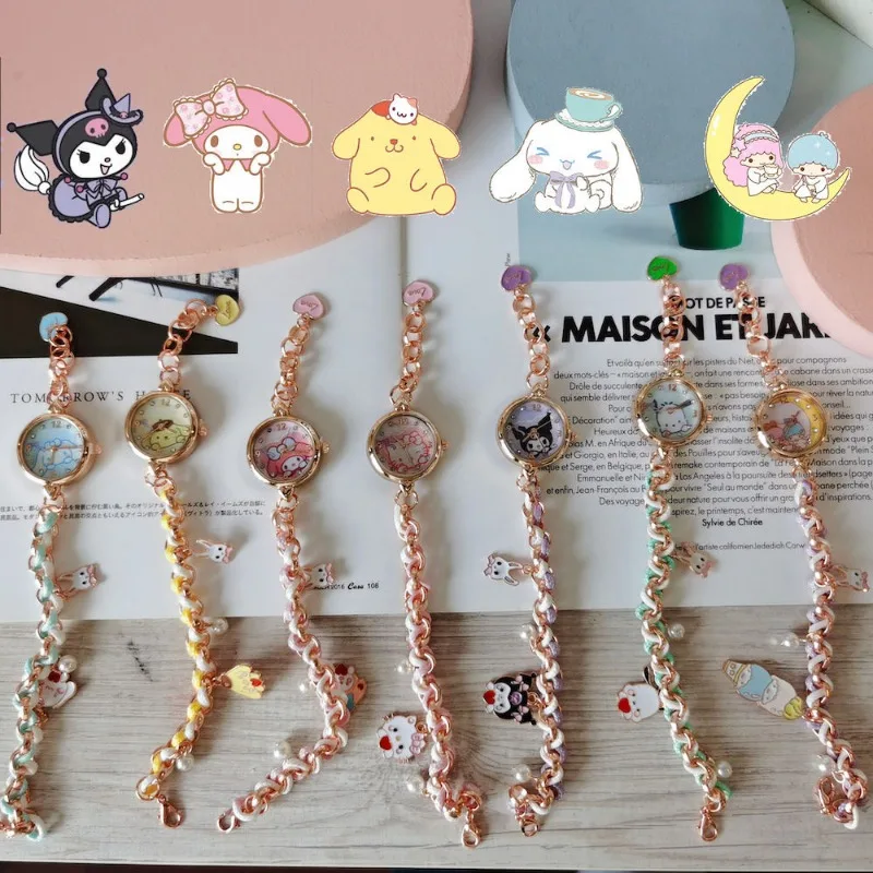 New Hello Kitty family Cinnamoroll Pompom Purin anime cartoon cute kawaii style girl student pendant bracelet watch wholesale