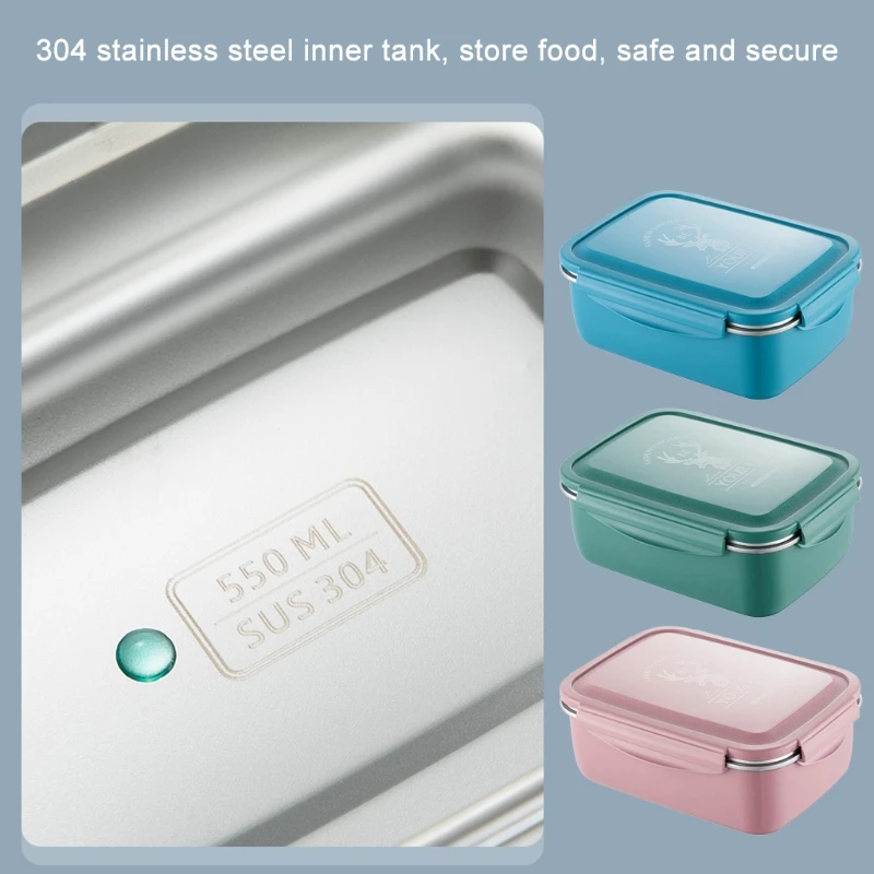 Mittagessen Boxen Edelstahl Kinder Lunch Box mit Fächer Bento Boxen Erwachsene Metall Frühstück Box Kindergarten Schule B03E – Detail 3
