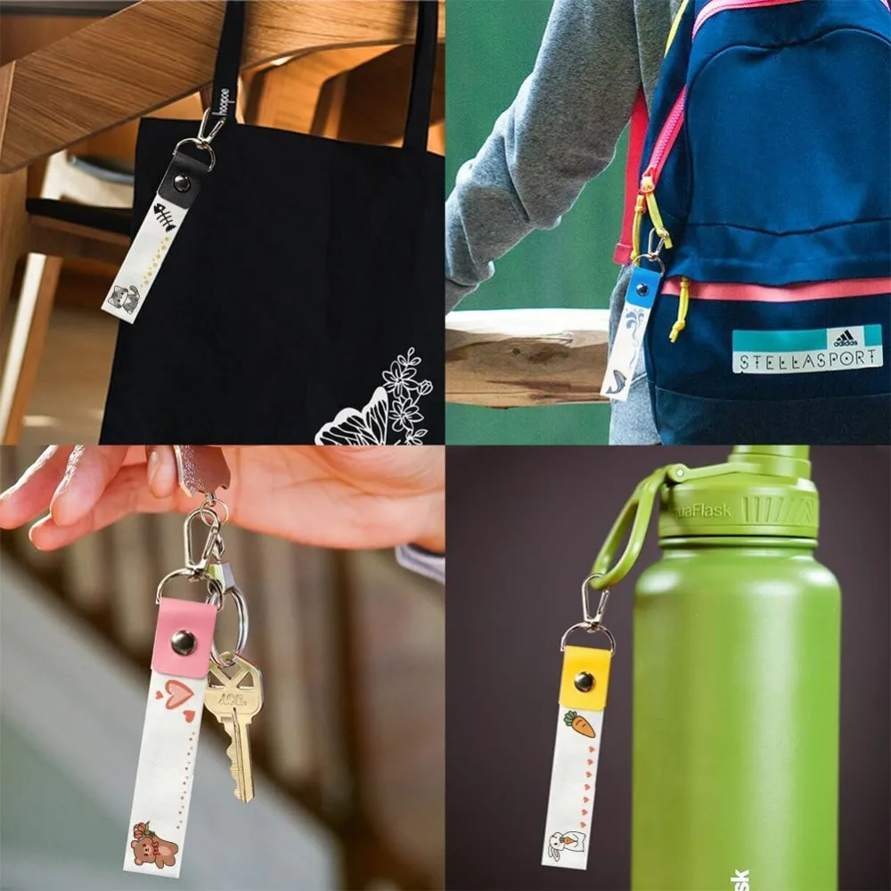 8 Stück personalisierte Namensschilder mit Tiermotiv, Haken, 5,1 x 0,8 Zoll, Rucksack-Namensschilder, Kaninchen, Fuchs, Kindertagesstätte, Etiketten, Hund, Katze, PU-Herstellungsset