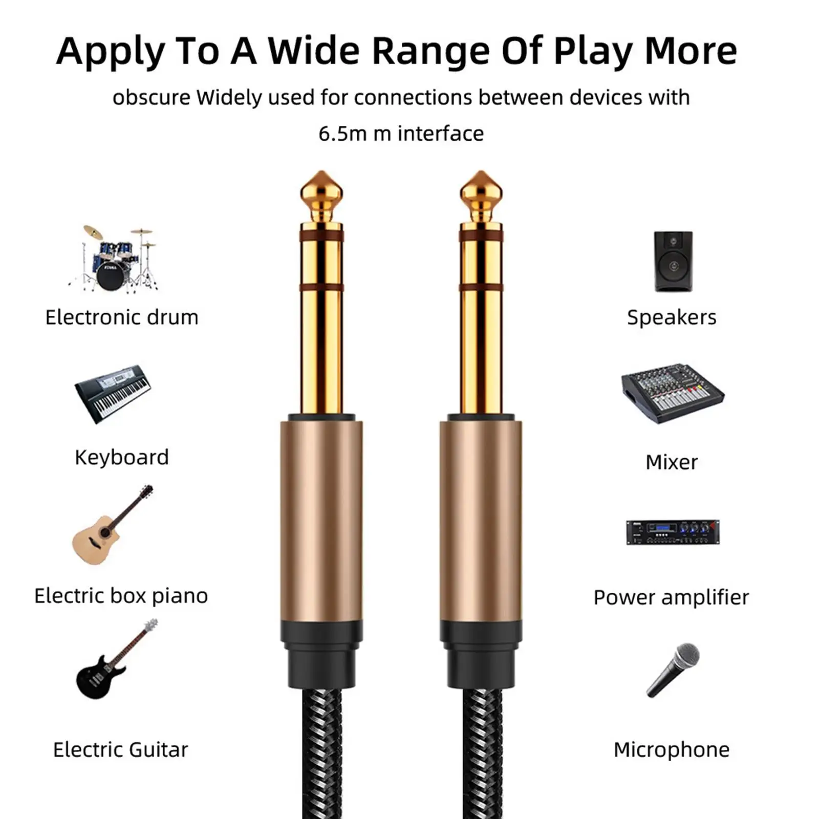 كابل أداة الجيتار 1/4 بوصة لخلاط الجهاز الكهربائي لشاشة الاستوديو