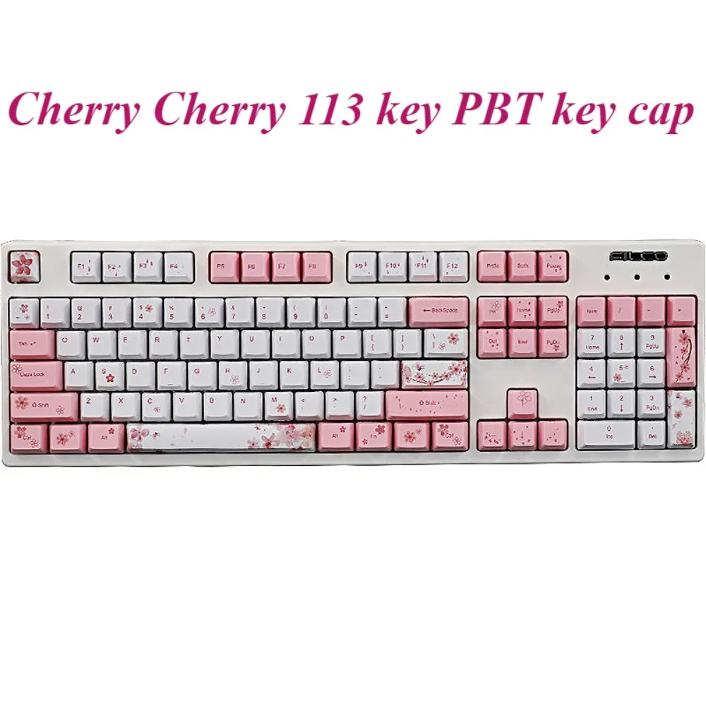 Maiden Sakura, keycap 113 keys, cherry PBT sublimation, suitable for MX Switch gaming mechanical keyboard keycaps