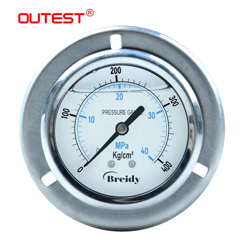 OUTSET 0-60Mpa Axial Shock Resistant Pressure Gauge Hydraulic Air Oil Water Stainless Steel Pressure gauge Thread 1/4