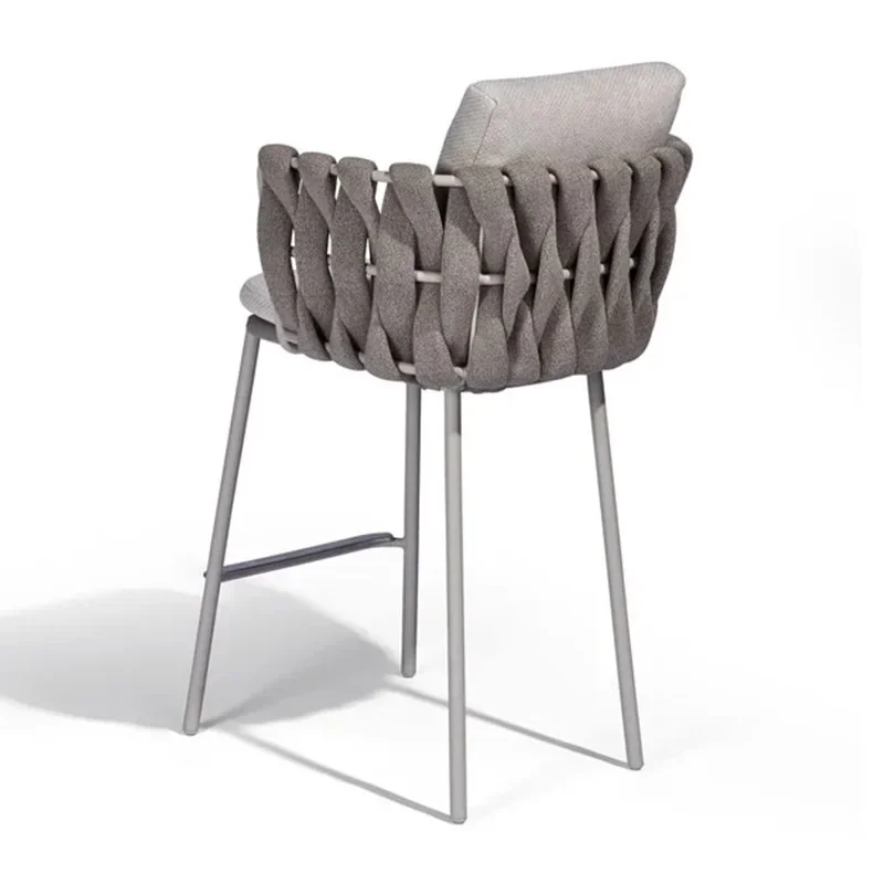 Open-air bar rattan chair leisure high stool balcony braided rope outdoor bar chair armchair 5 in a group