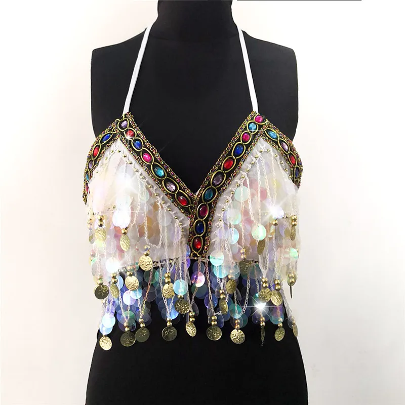New Original Handmade Gemstone Sequins Colorful Beads Bikini Inner Women's Tank Top