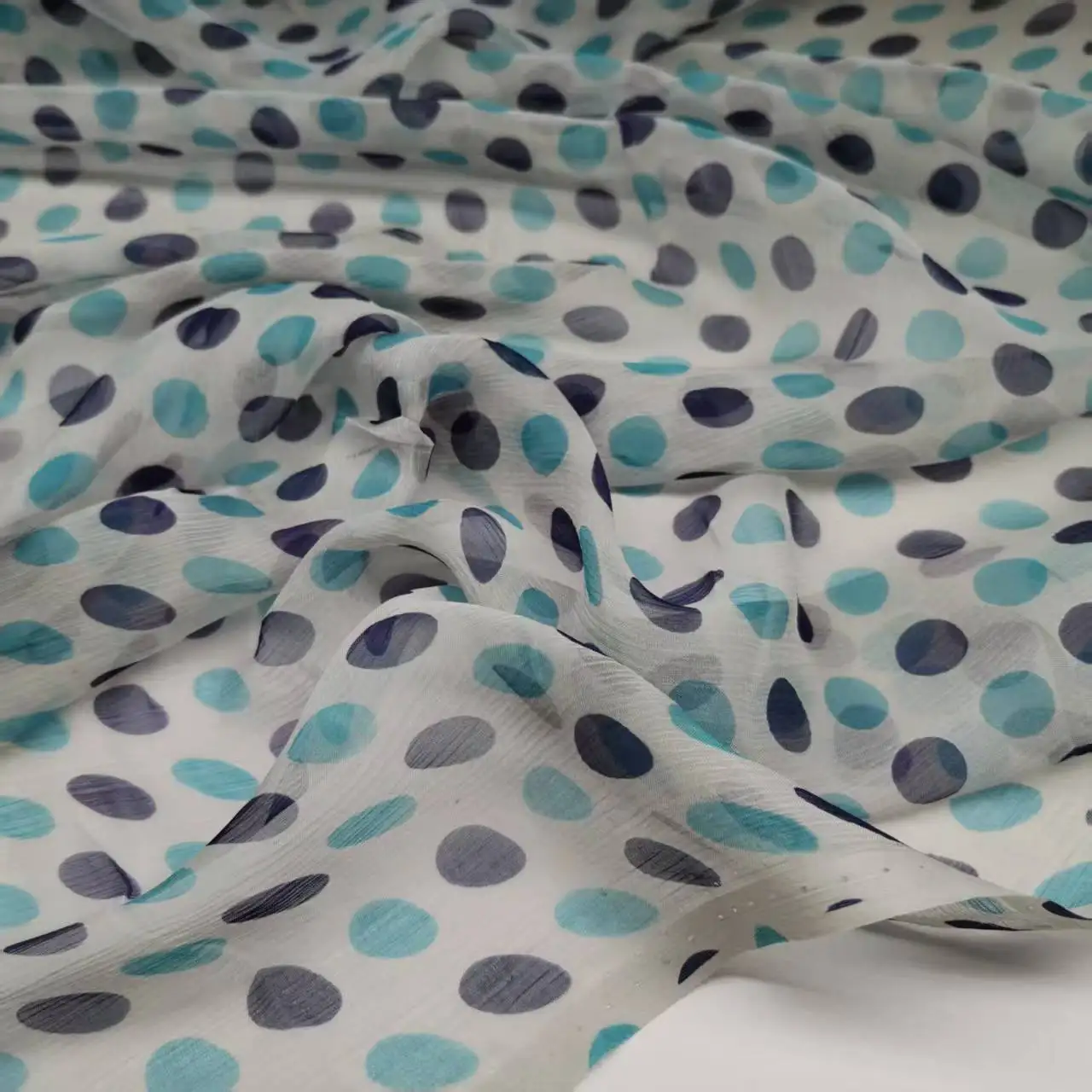 Dot Pure Silk Crepe Chiffon Transparent Gray Fabric Width 135cm Soft 6mm Dress Scarf DIY Sewing Material