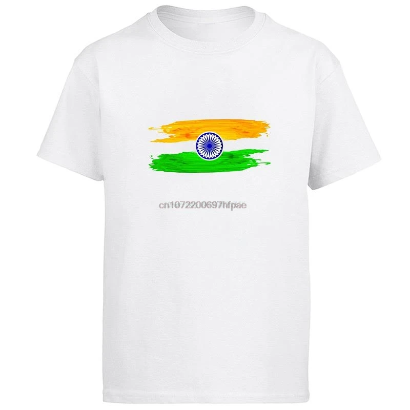 India Of Flag Oil Painting Graphic T Shirts Big Size Short Sleeve T Shirt Summer Cotton Shirts And T-Shirts Mens Print T Shirt