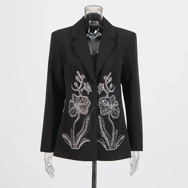 SuperAen Fashion 2025 Spring New Design Embroidered Flares Flower Slimming Suit Woman Elegant Casual Blazer