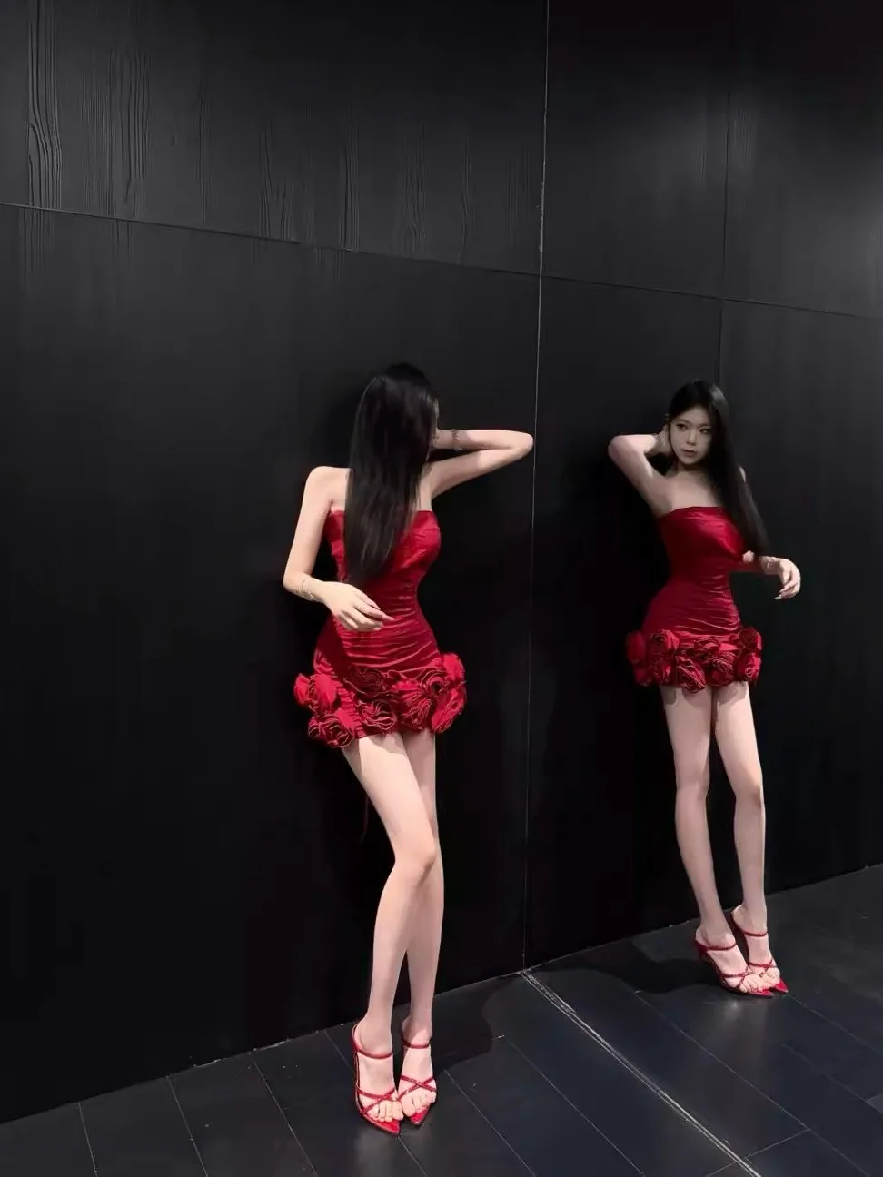 

Женское облегающее платье Ele 3D Rose с высокой талией, без бретелек, без рукавов, для вечеринок и свадеб