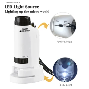 Kindertaschenmikroskop, Mini -Stamm und wissenschaftliches Spielzeug, LED -Licht mit Exemplar, kleines wissenschaftliches Mikroskop, Handgeschenke 11 Hauptdarstellspielzeug für elektronische Verkaufsspiele - №9