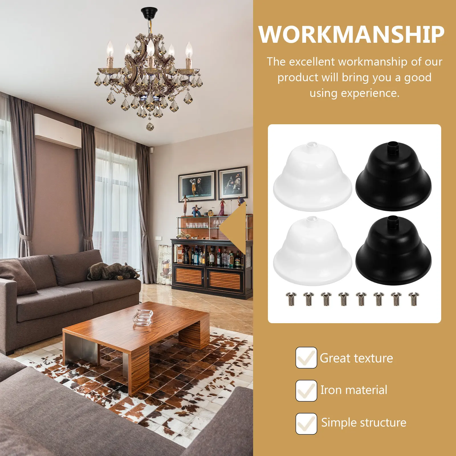 

4 Sets Ceiling Light Chassis Pendant Lamp Base Hanging Cover Plate Iron DIY Lamp Accessory for Home Bar Office