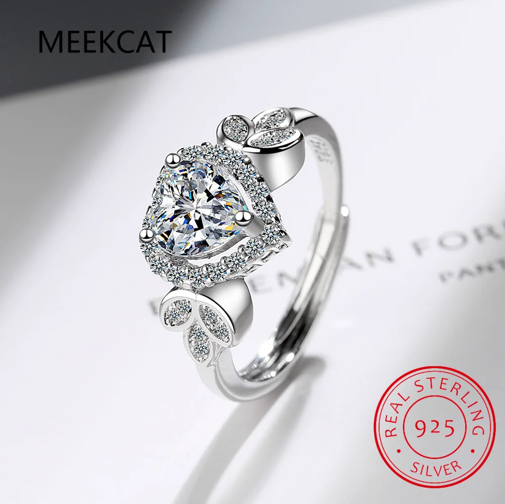 925 Sterling Silver Rattan & Love Heart Shaped Zircon Ring Vine Finger Ring for Women Exquisite Fine Jewelry BSR308