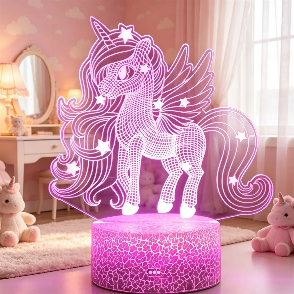 Nighdn 3D Unicorn Lamp LED Night Light for Kids Baby Room Decor 7 Color Change Acrylic Nightlight Birthday Gifts for Girls Boys
