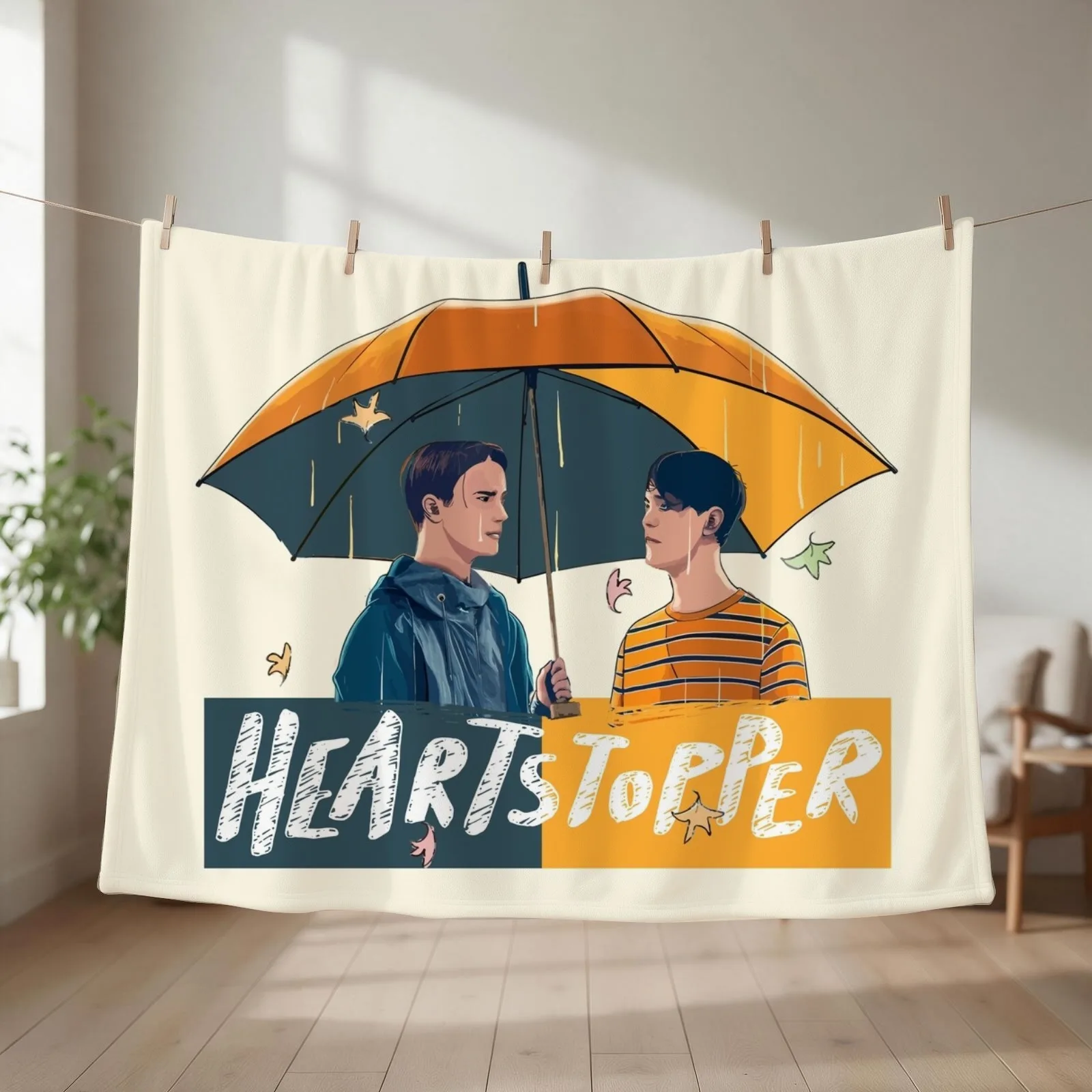 Heartstopper - Nick & Charlie Umbrella Scene Vectorized Throw Blanket Warm Blankets For Sofas Luxury Brand Plaid Blankets