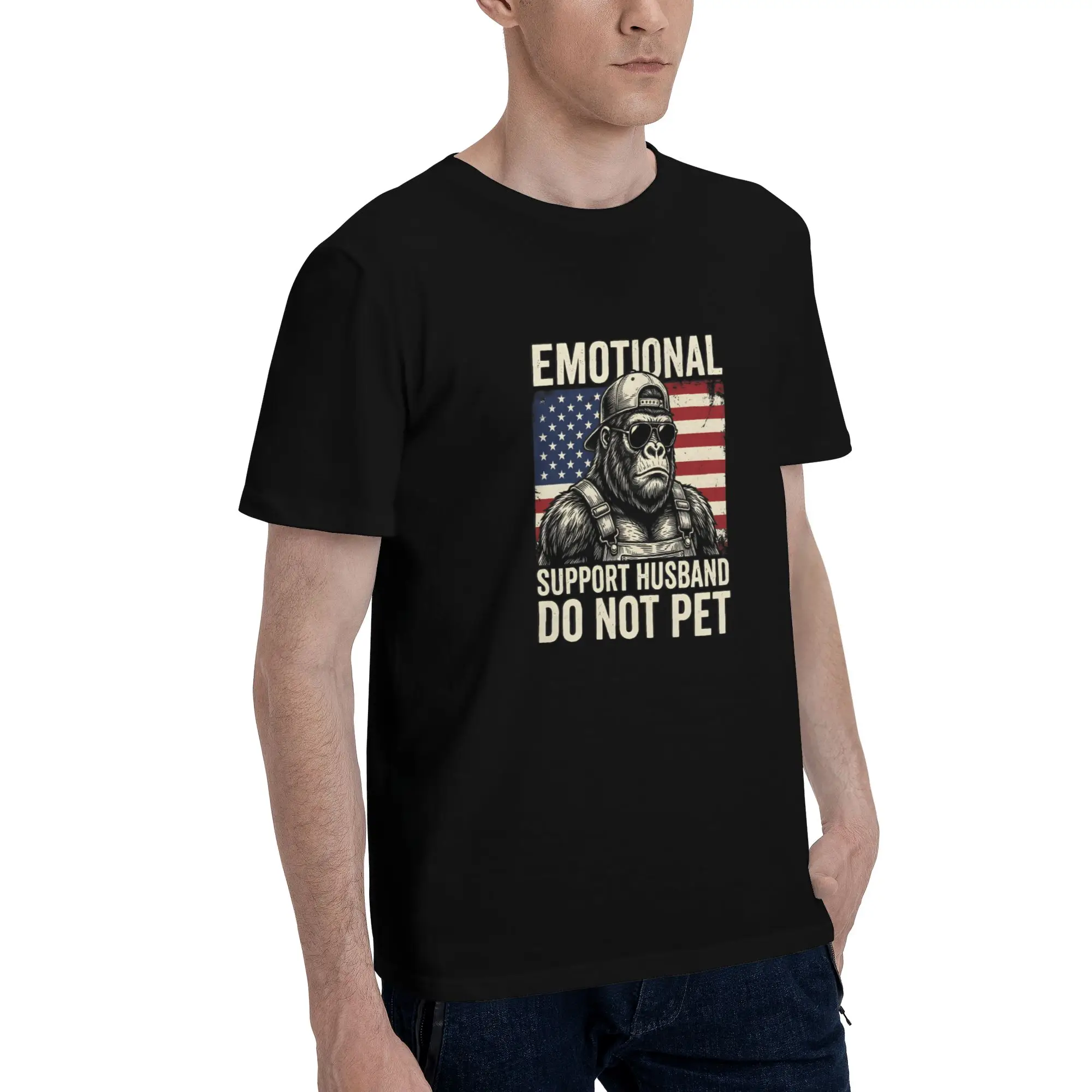 Emotional Support Husband Do Not Pet Outfit Men Women T Shirt Cotton Tee Print  Tops T-shirt